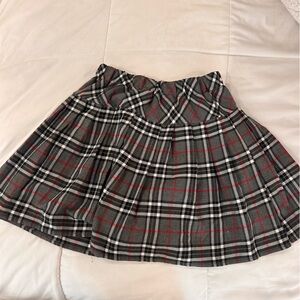 Chic Plaid Skater Skirt in Gray and Red